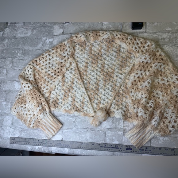 Cream and Tan Women's Shrug Sweater - Picture 4 of 4